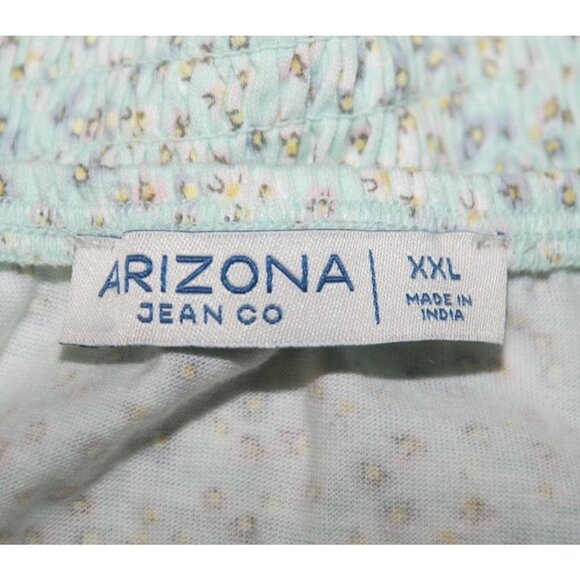 NWT Arizona Ladies Green Floral Crop Blouse Size XXL Smocked Cottage Milk Made - Picture 9 of 11